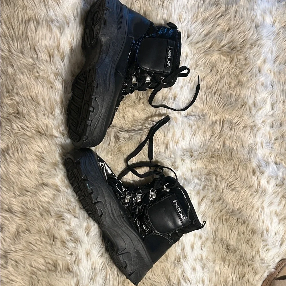Black Shiny Winter Boots - Picture 2 of 5